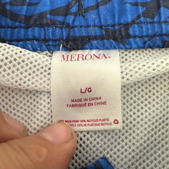 Merona Mens Blue Floral Swim Trunks Size Large - Picture 2 of 4